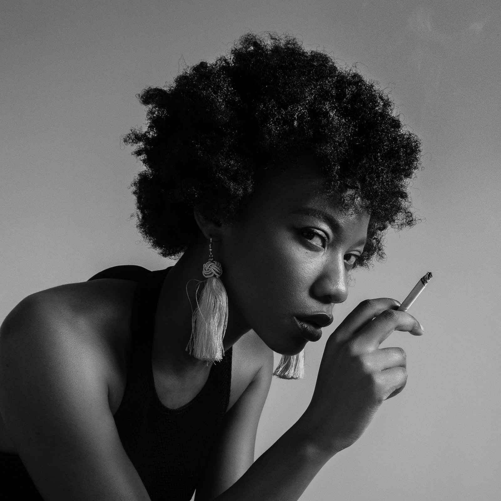 Black and white editorial portrait photography in London