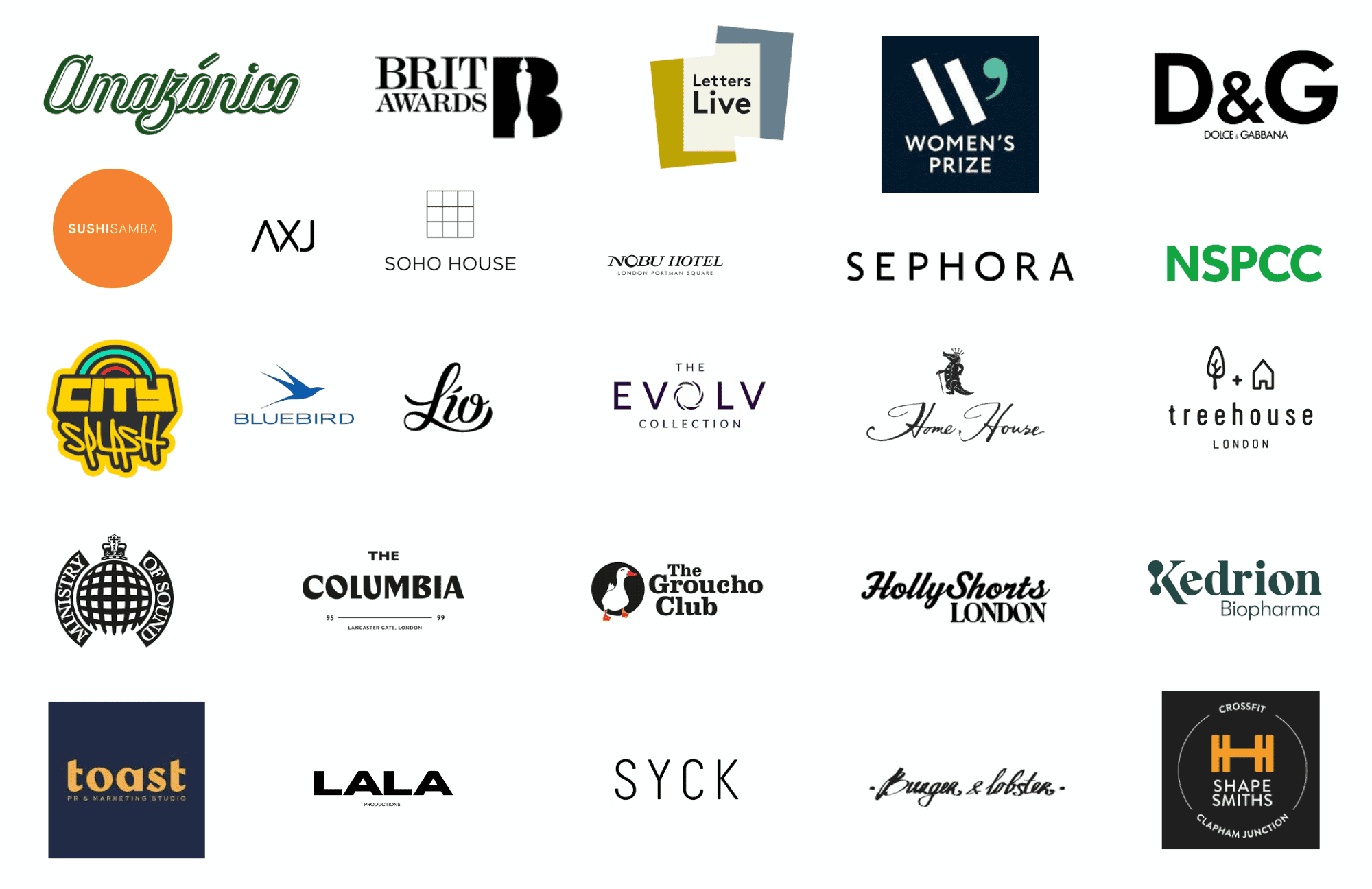 Companies and brands Twiggles has worked with, including Brit Awards, Dolce & Gabbana, Sephora, Soho House and NSPCC