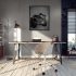 BEEP! by London artist Twiggles displayed as a framed black and white fine art photograph in a contemporary interior, above a minimalist console.